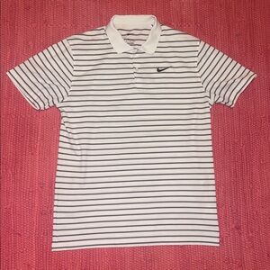 Nike Men's Polo Shirt - Black and White Stripes